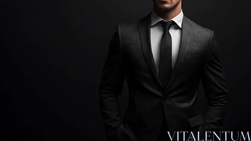 Sharp-Suited Professional Emanates Timeless Sophistication Against Shadow.