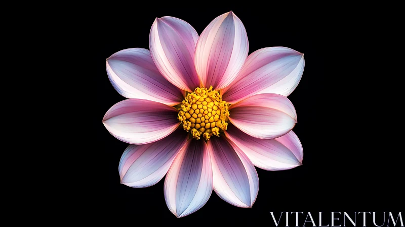 Radiant Pink Cosmos Blossom Unfolds Golden Heart.