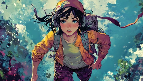 Skyward sprint sends the determined backpacker through clouds