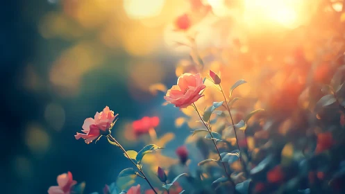 Roses Haloed in Golden Hour Reverie.