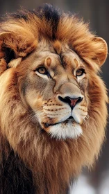 Majestic male lion portrait rendered in sharp photoreal detail
