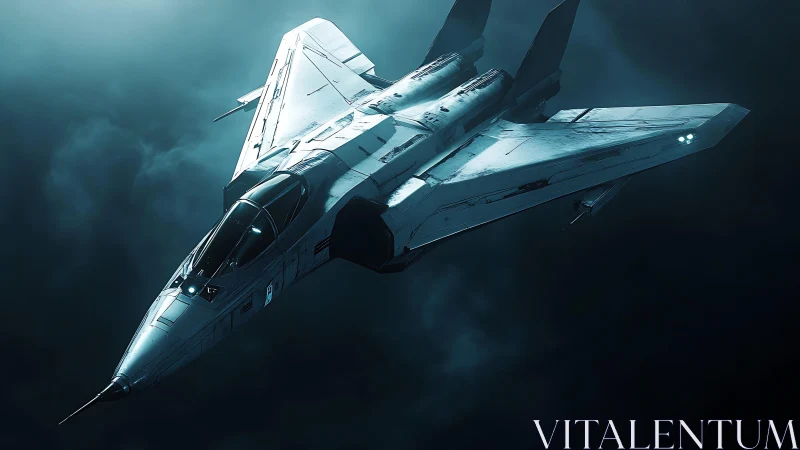 Stealth aerospace interceptor in high-altitude nocturnal vapor