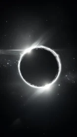 Solar eclipse halo frames silent void in deep space.