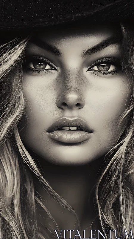 Storm-eyed muse leans into shadow and monochrome hush