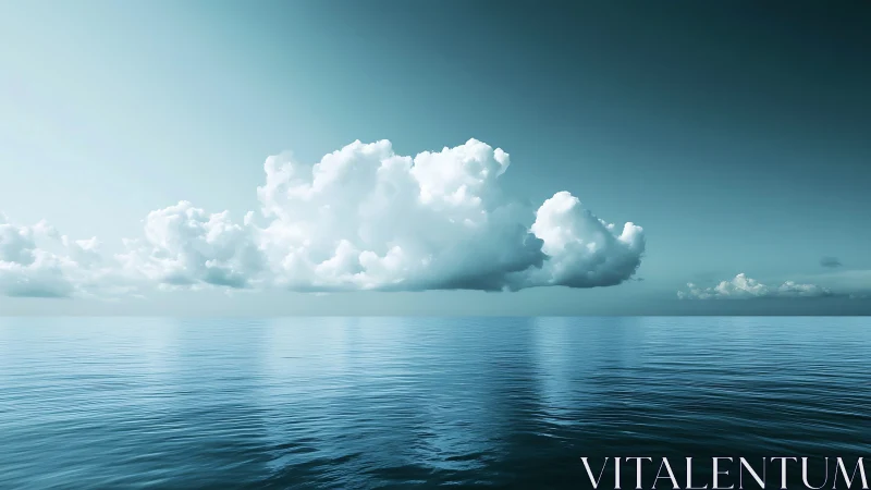 Billowing sea cloud mirrored over tranquil cyan horizon.