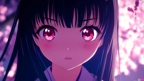 Cherry blossom starlight eyes on a quiet spring confession.