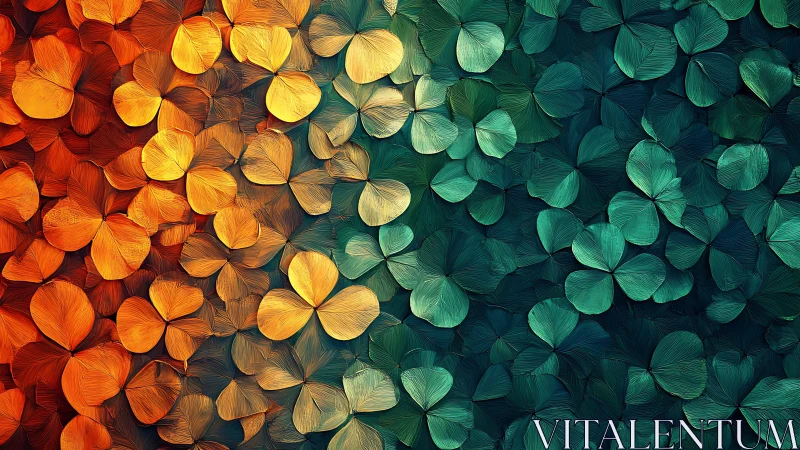 Clover leaf gradient from warm orange to cool teal tones.