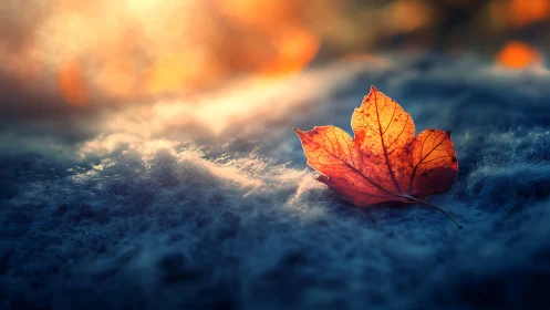 Photoreal macro of backlit maple leaf on soft bokeh field.