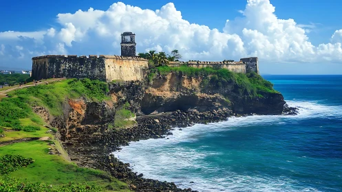 Coastal Fortification on Elevated Headland with Ocean Waters.