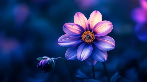 Luminous Bloom Defies Twilight With Neon-Kissed Petals