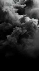Dense grayscale smoke plumes occupy a vertical dark frame
