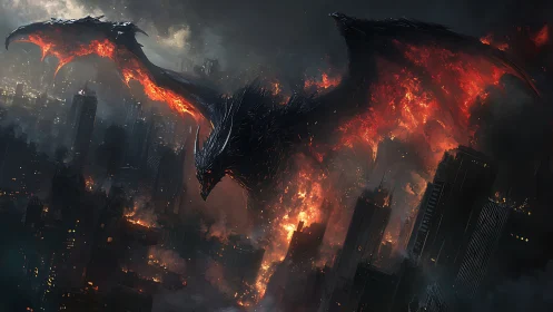 Infernal dragon engulfs high‑rise metropolis in asymmetric firestorm