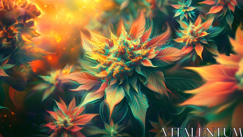 Neon fractal blossoms glow inside luminous abstract garden