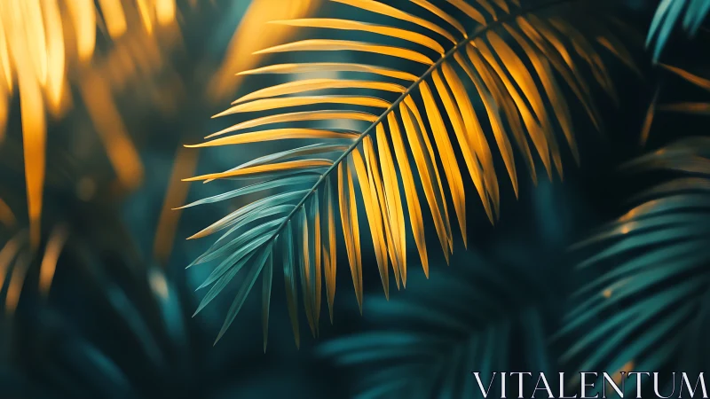 Soft golden light brushing over dreamy tropical fronds.