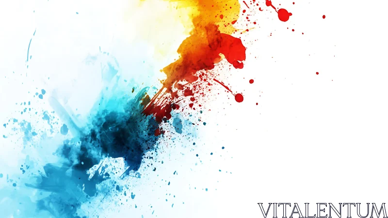 Vibrant Abstract Paint Splashes in Blue, Red, and Yellow Style.