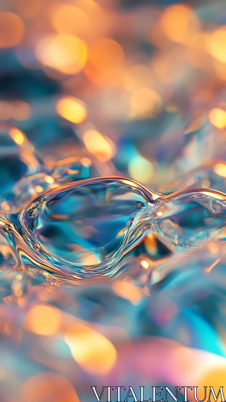 Macro bokeh abstraction with iridescent liquid curvature geometry.