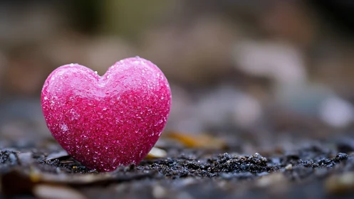 Crystalline Heart on Textured Ground. Macro.