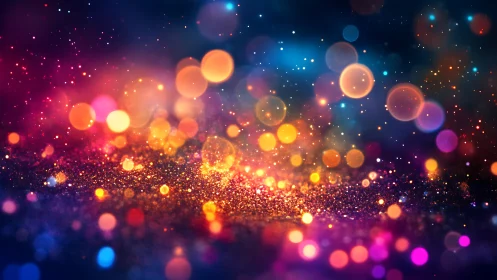 Digital painting bokeh spectrum over glittering particle field.