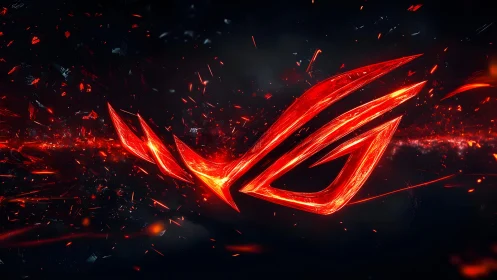 Futuristic Glowing Red Logo on Dark Background, Digital Art Style.