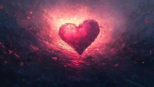Luminous Heart Shape in Pink and Magenta Energy Field