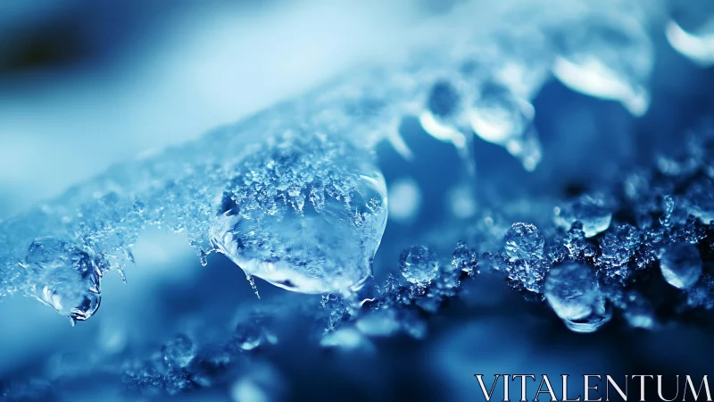 Macro study of melting ice crystals with shallow depth of field