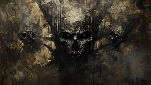 Shadowed skull spirits drift through a smoky, haunted void