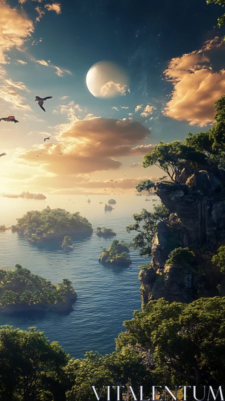 Soaring Through Paradise: Birds Glide Over Island Serenity