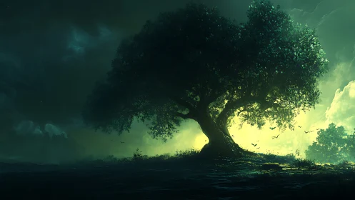 Glowing forest tree offering a quiet moment of magic.