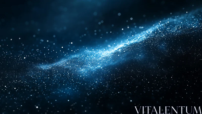 Stellar dust field with luminous blue galactic ribbon glow.