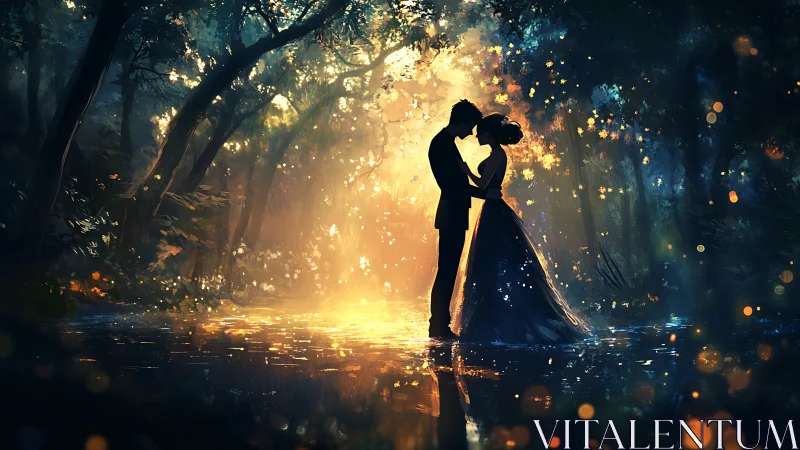 Two Hearts Dance Through Enchanted Forest Luminescence