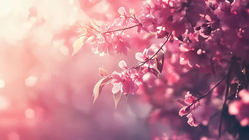 Soft-Focus Botanical Study: Pink Blossoms in Atmospheric Blur.