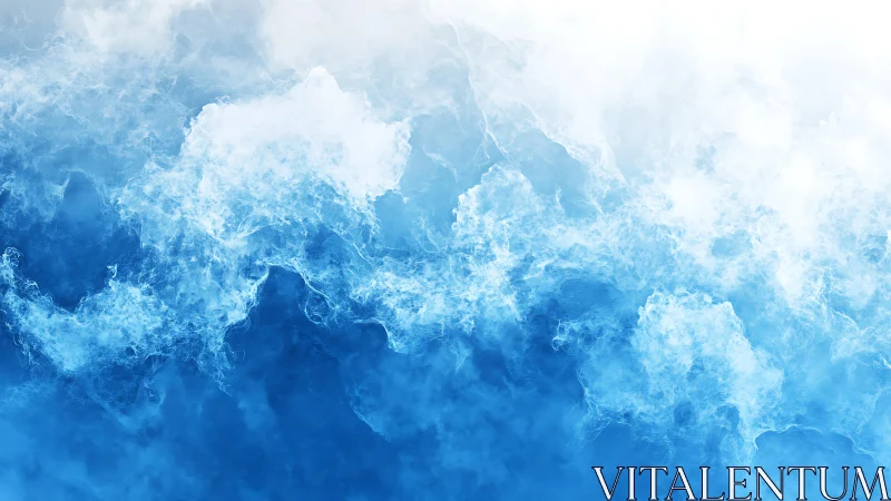 Abstract blue and white cloudscape digital background with soft textures.