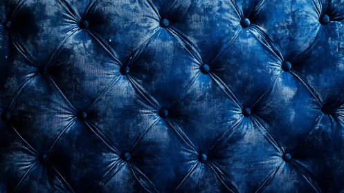 Deep blue velvet tufted upholstery surface texture