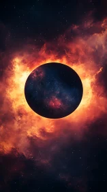 Celestial eclipse glows with fiery nebula light and quiet wonder