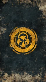 Yellow biohazard emblem centered on distressed dark wall