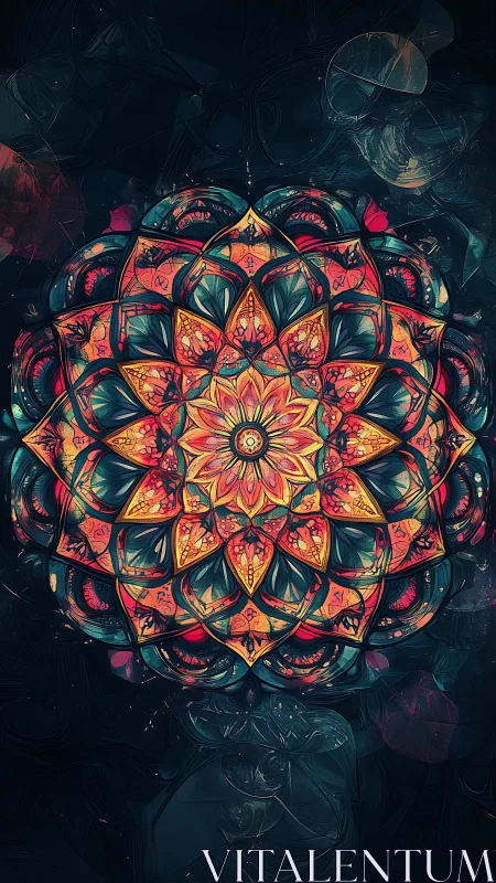 Radiant floral mandala glows against a deep cosmic night