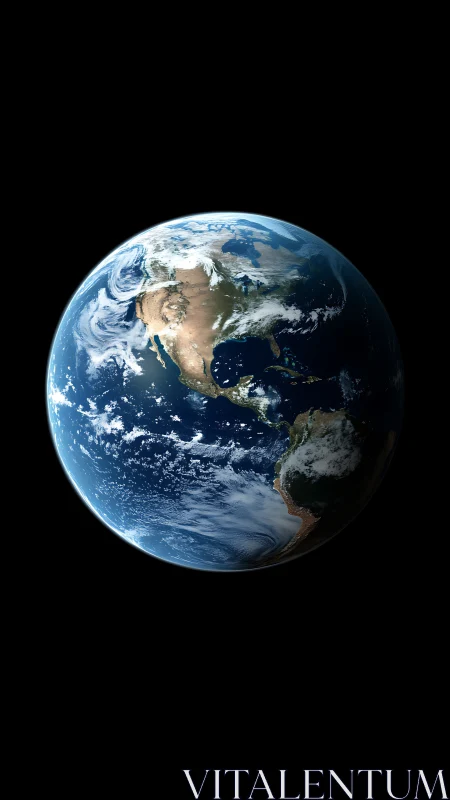 Photorealistic Earth rendering isolates North America in deep space