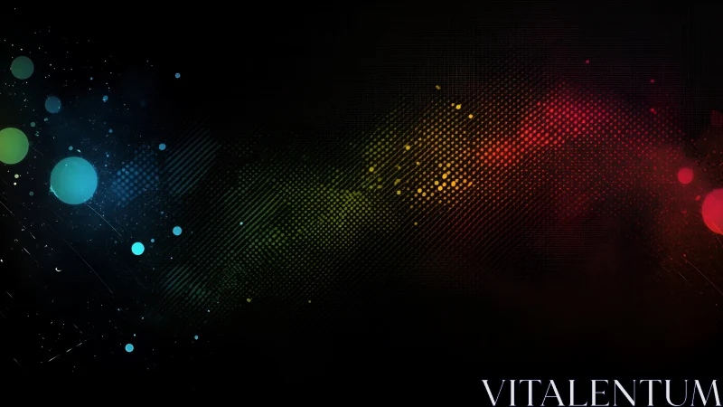 Digital neon particle gradient with vector halftone fields.