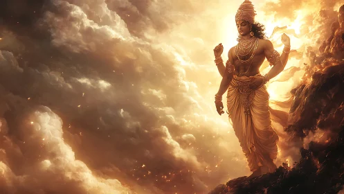 Divine male figure rendered in glowing atmospheric clouds.