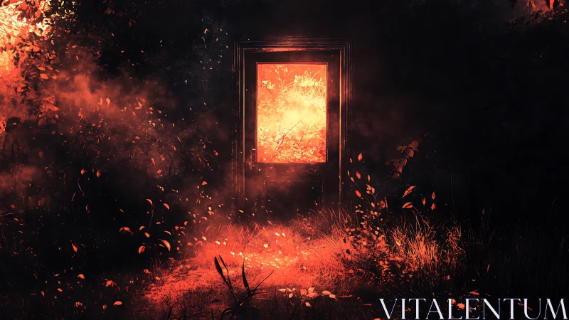 Doorway to Inferno. Fire erupts through abandoned structure.