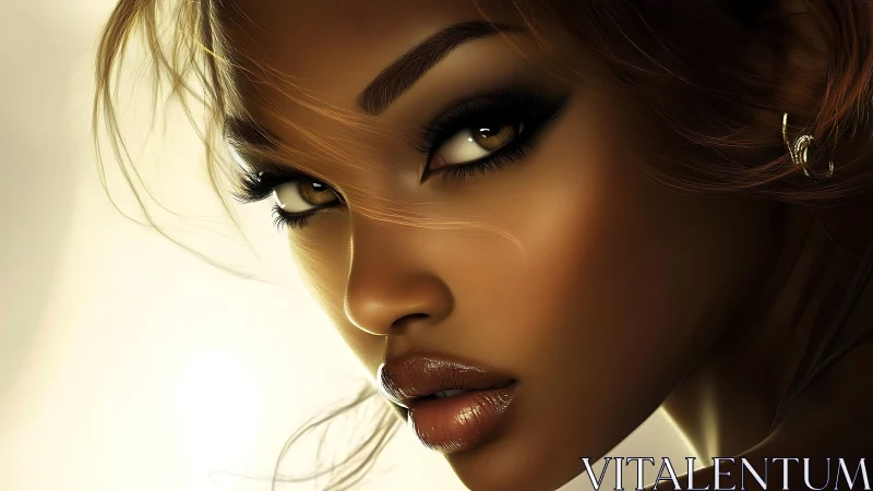 Digital portrait close-up with luminous beauty lighting refinement.