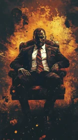 Chairman of the Inferno Boardroom, calm amid detonation.