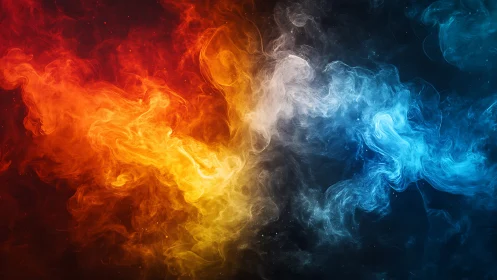 Fire and Ice Collision Gradient Abstract Composition