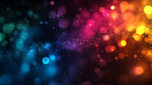 Colorful bokeh galaxy drifting through a dreamy night sky.