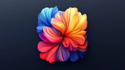 Vivid abstract flower twist in radiant gradient petals.