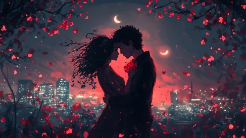 Two Hearts Beneath a Crimson Sky.