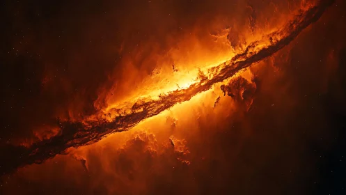 Molten cosmic river carving light through silent space.