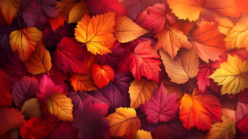 Glowing autumn leaves gathered in a cozy seasonal tapestry.