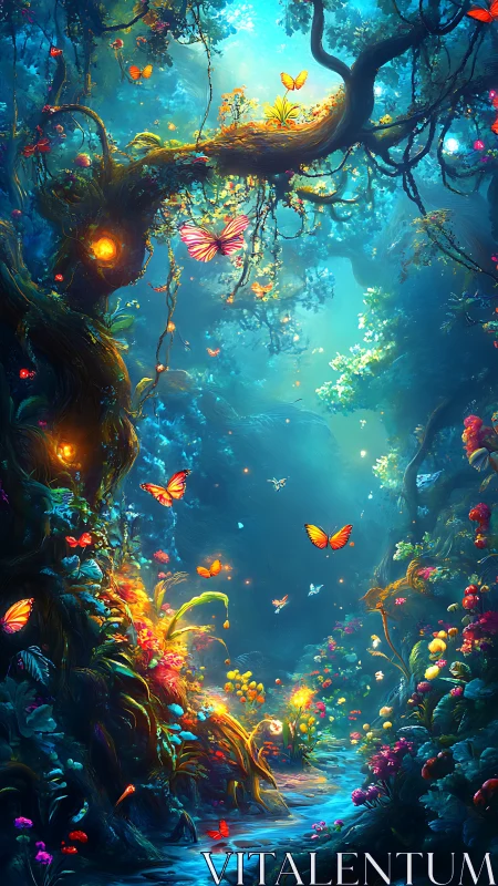 Butterflies choreograph glowing currents through a secret forest