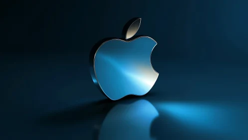 Luminescent Apple Logo: 3D Rendered Tech Icon on Teal.
